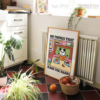 'Do Things That Make You Happy' Cat Print
