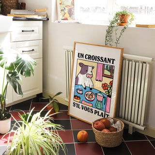 'Un Croissant Sil Vous Plait' Cow Print