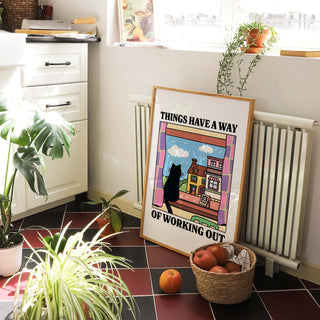 'Things have a way of working out' Cat Print