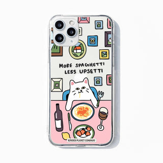 Spaghetti Upsetti Cat Clear Phone Case Pink