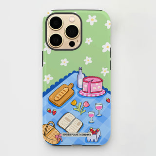 Phone case with a picnic design on a white background