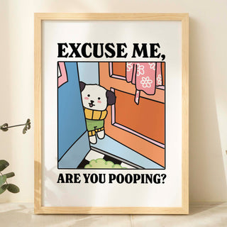 'Are you pooping?' Dog Print Blue