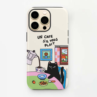 Un Cafe S'il Vous Plait Cat Tough Phone Case