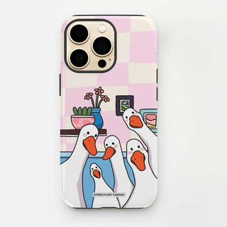 Curious Geese Checkered Tough Phone Case