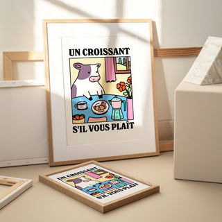 'Un Croissant Sil Vous Plait' Cow Print