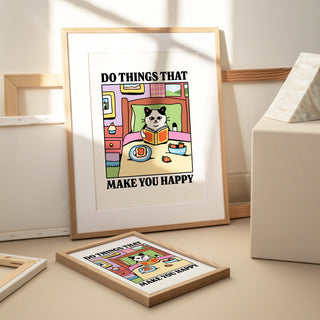 'Do Things That Make You Happy' Cat Print