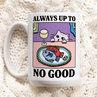 'Always Up To No Good' Cat Mug