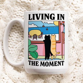 'Living In The Moment' Cat Mug