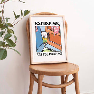 'Are you pooping?' Dog Print Blue