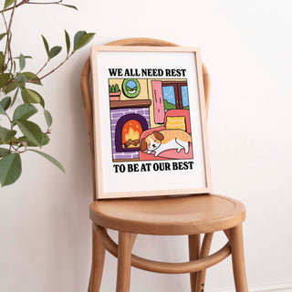 We All Need Rest Dog Fireplace Print