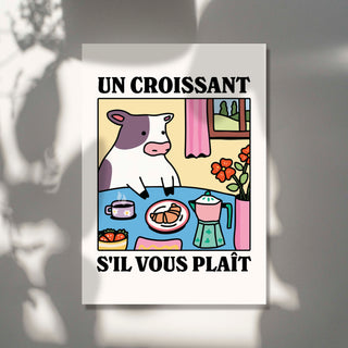 'Un Croissant Sil Vous Plait' Cow Print