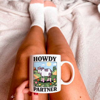 'Howdy Partner' Cow Mug