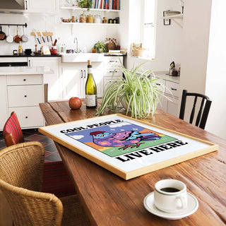 'Cool People Live Here' Blue Pigeon Print