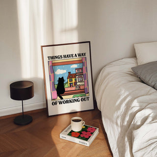 'Things have a way of working out' Cat Print
