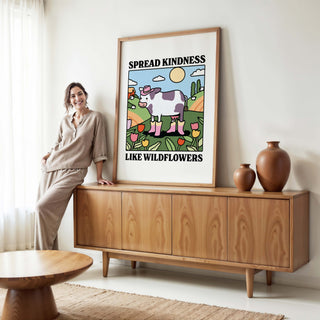 'Spread Kindness Like Wildflowers' Cow Print