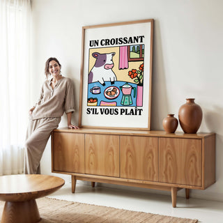 'Un Croissant Sil Vous Plait' Cow Print