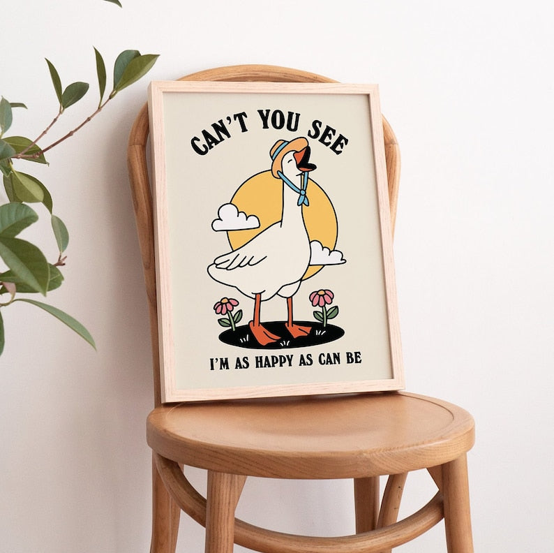 Framed "Can't You See" Happy Goose Print