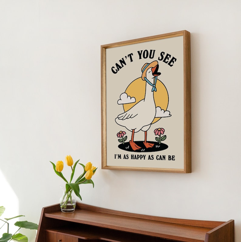 Framed "Can't You See" Happy Goose Print