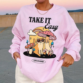 'Take it Easy' Cat Sweatshirt