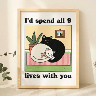 ‘9 Lives’ Cat Print