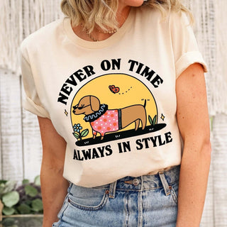 'Never on time' Dog T-shirt