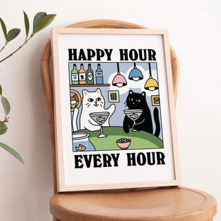 'Happy Hour' Cat Print