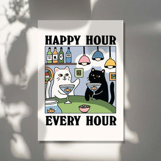 'Happy Hour' Cat Print
