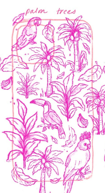 Original pencil sketch for Birds Of Paradise Phone Case