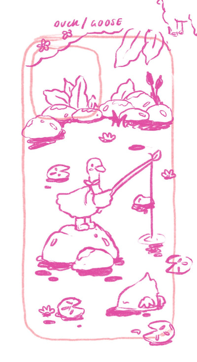 Original pencil sketch for Gone Fishing Goose Phone Case