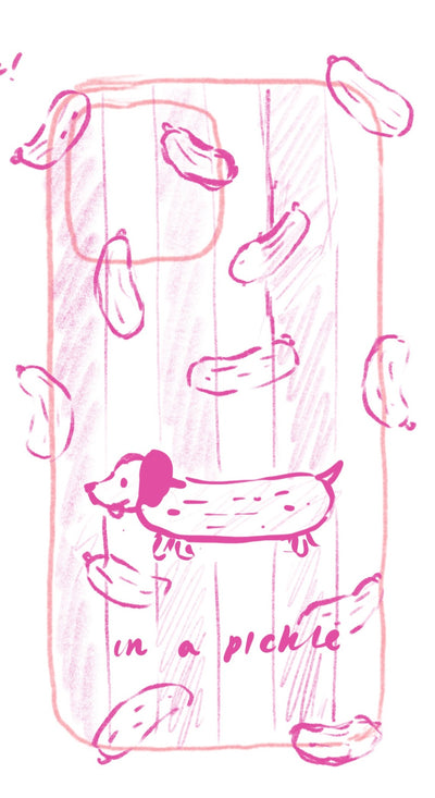 Original pencil sketch for In A Pickle Dog Phone Case