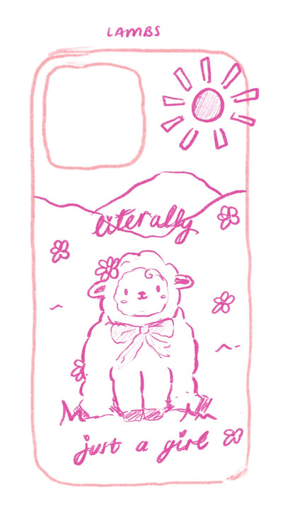 Original pencil sketch for Literally Just A Girl Sheep Phone Case
