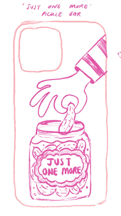 Original pencil sketch for Just One More Phone Case