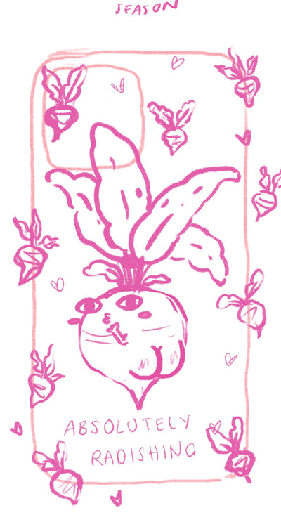 Original pencil sketch for Absolutely Radishing Phone Case