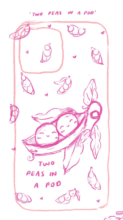 Original pencil sketch for Two Peas In A Pod Phone Case