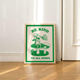 'Be Kind To All Kinds' Frog Butterfly Print - Art Prints - Kinder Planet Company