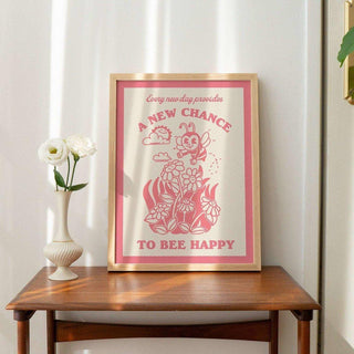 'Chance To Bee Happy' Cute Print - Art Prints - Kinder Planet Company