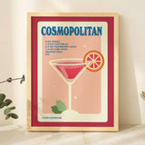 'Cosmopolitan' Cocktail Recipe Print - Art Prints - Kinder Planet Company