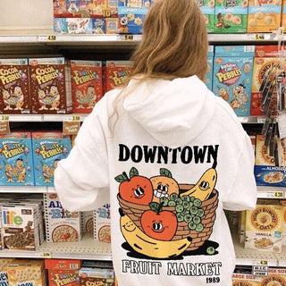 'Downtown Fruit Market' Colorful Hoodie - Sweatshirts & Hoodies - Kinder Planet Company