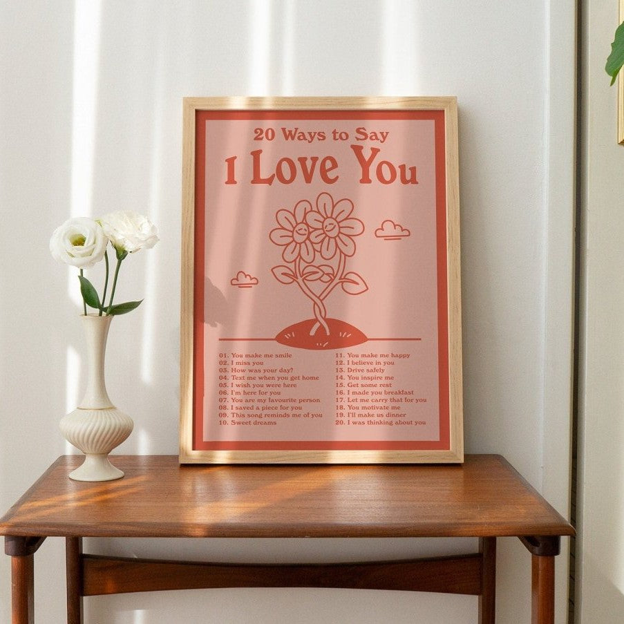 Framed "20 Ways to say I Love You" Print - Framed Prints - Kinder Planet Company
