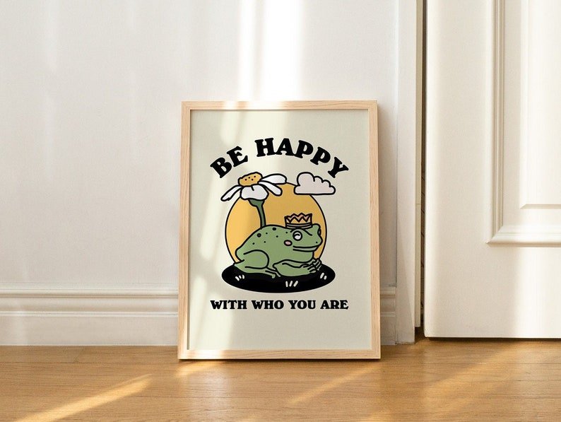 Framed "Be Happy With Who You Are" Print - Framed Prints - Kinder Planet Company