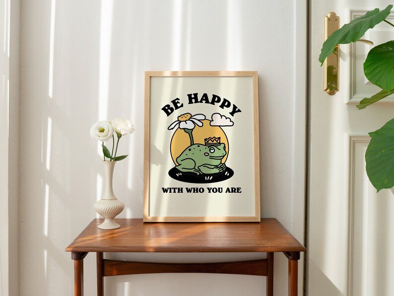 Framed "Be Happy With Who You Are" Print - Framed Prints - Kinder Planet Company