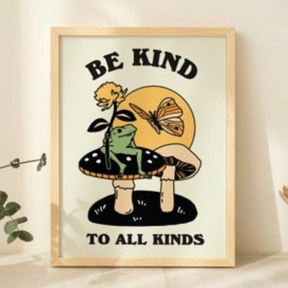 Framed "Be Kind to All Kinds" Print - Framed Prints - Kinder Planet Company