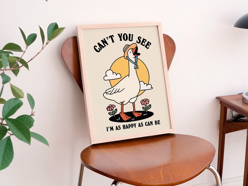 Framed "Can't You See, I'm As Happy As Can Be" Print - Framed Prints - Kinder Planet Company
