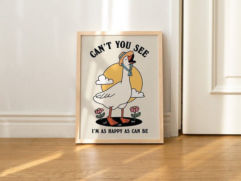 Framed "Can't You See, I'm As Happy As Can Be" Print - Framed Prints - Kinder Planet Company