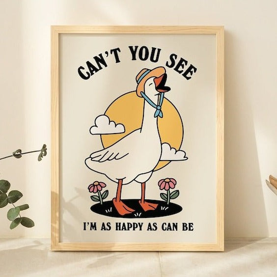 Framed "Can't You See, I'm As Happy As Can Be" Print - Framed Prints - Kinder Planet Company