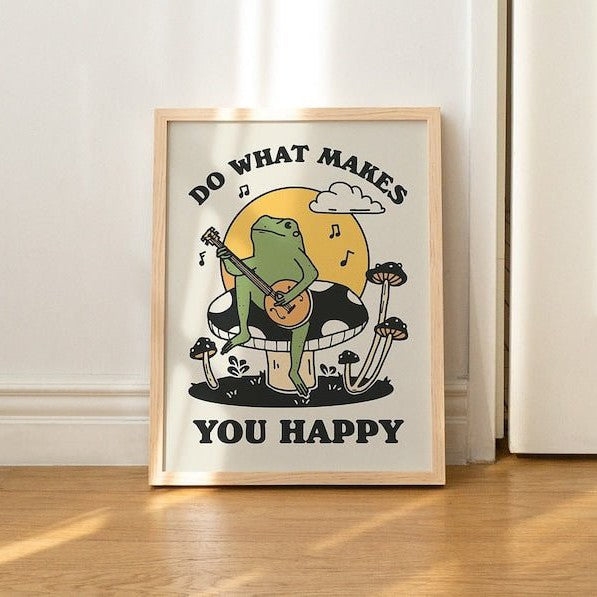 Framed "Do what makes you Happy" Print - Framed Prints - Kinder Planet Company