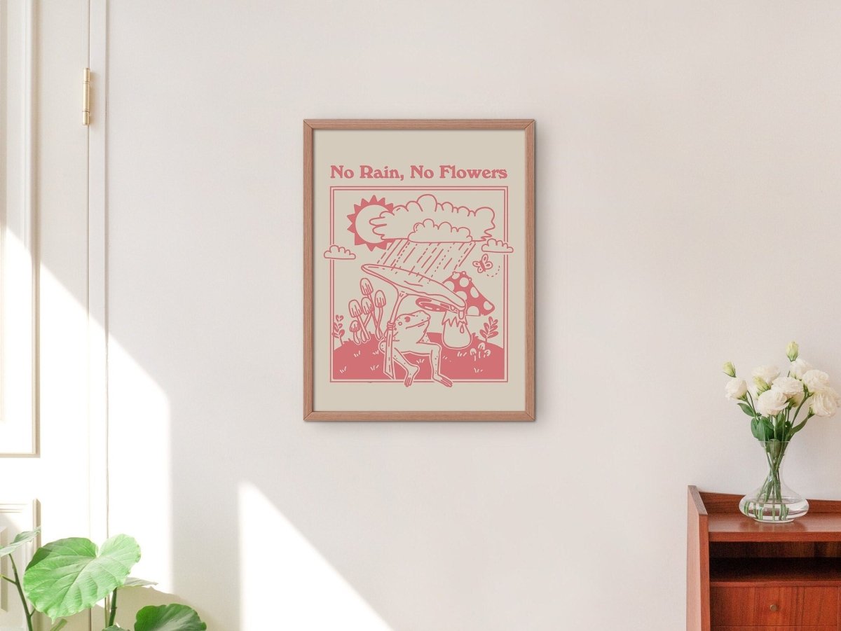 Framed "No Rain No Flowers" Print - Framed Prints - Kinder Planet Company