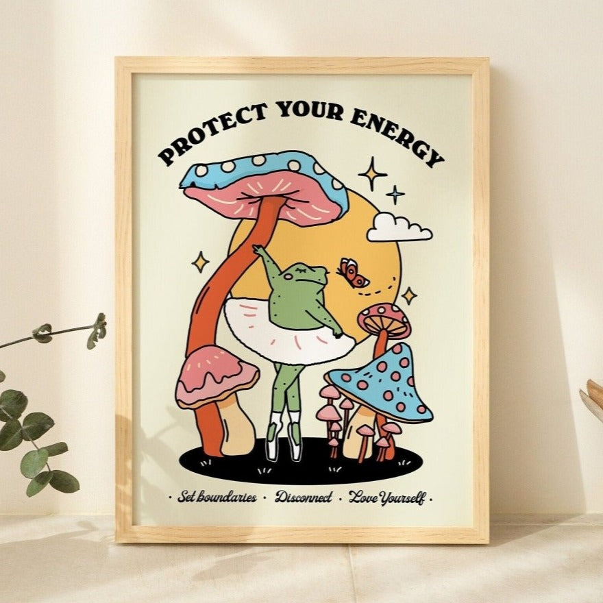 Framed "Protect Your Energy" Print. - Framed Prints - Kinder Planet Company