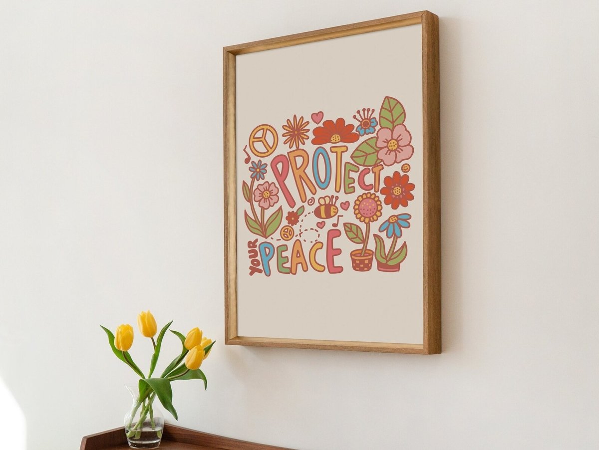 Framed "Protect Your Peace" Print - Framed Prints - Kinder Planet Company