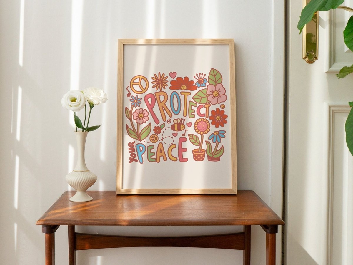 Framed "Protect Your Peace" Print - Framed Prints - Kinder Planet Company